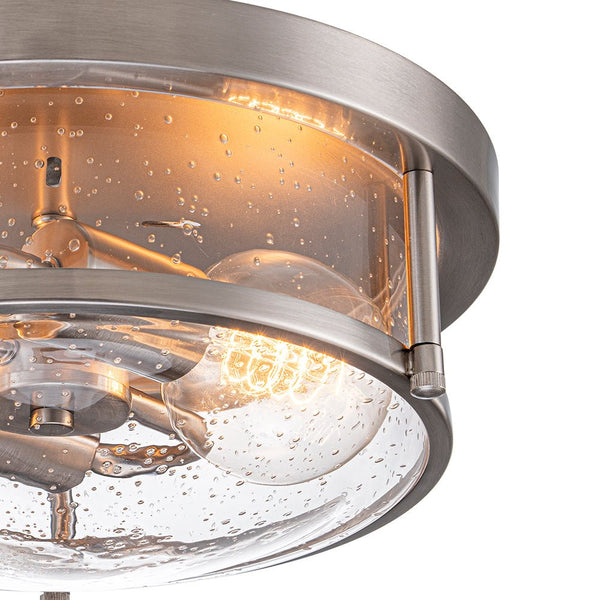 Chandelierias - Modern 2 - Light Seedy Bowl Glass Flush Mount - Flush Mount - Nickel -