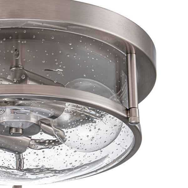 Chandelierias - Modern 2 - Light Seedy Bowl Glass Flush Mount - Flush Mount - Nickel -