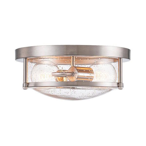 Chandelierias - Modern 2 - Light Seedy Bowl Glass Flush Mount - Flush Mount - Nickel -