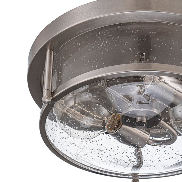 Chandelierias - Modern 2 - Light Seedy Bowl Glass Flush Mount - Flush Mount - Nickel -