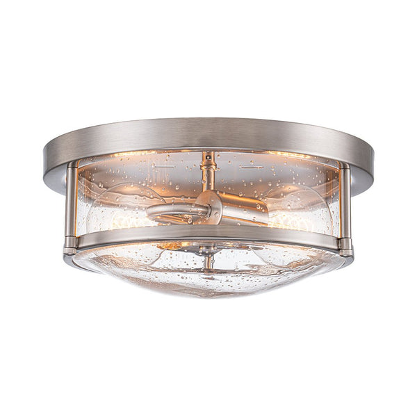 Chandelierias - Modern 2 - Light Seedy Bowl Glass Flush Mount - Flush Mount - Nickel -