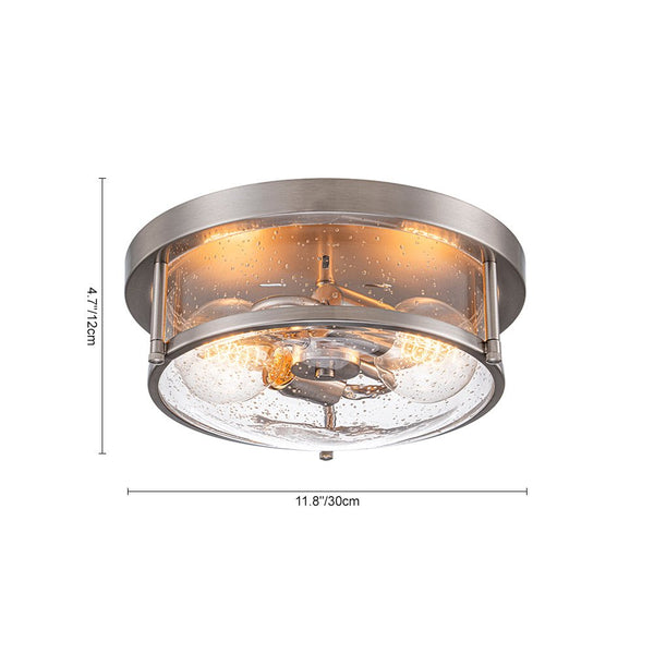 Chandelierias - Modern 2 - Light Seedy Bowl Glass Flush Mount - Flush Mount - Nickel -