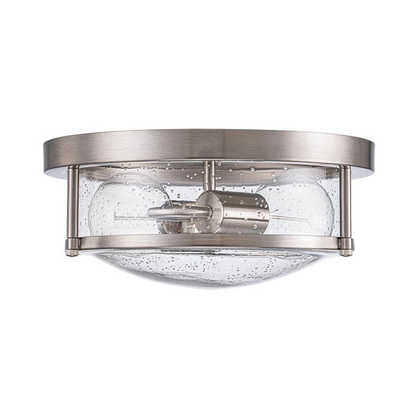 Chandelierias - Modern 2 - Light Seedy Bowl Glass Flush Mount - Flush Mount - Nickel -