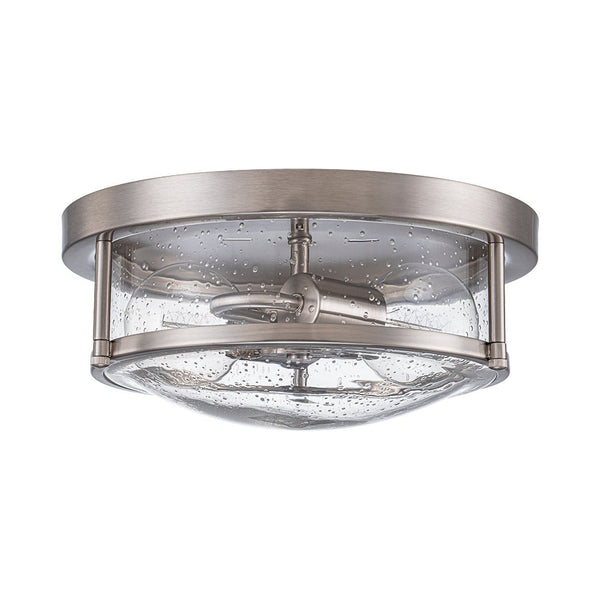 Chandelierias - Modern 2 - Light Seedy Bowl Glass Flush Mount - Flush Mount - Nickel -