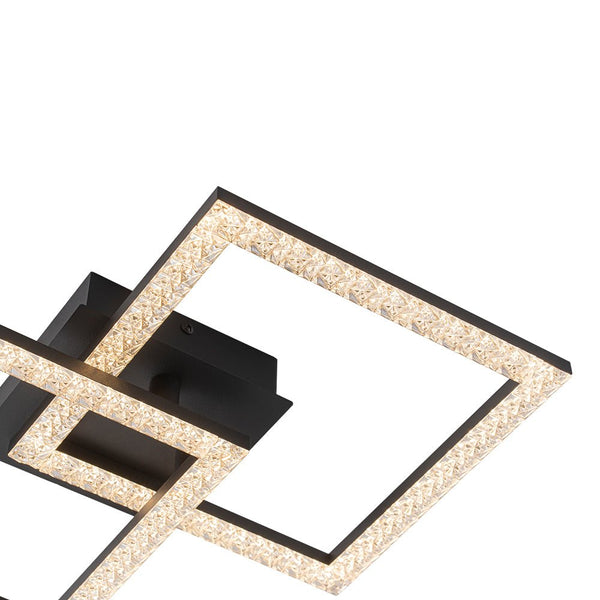 Chandelierias - Modern 2 - Light Square Cross Loop LED Semi - Flush Mount Ceiling Light - Semi Flush - Matte Black -