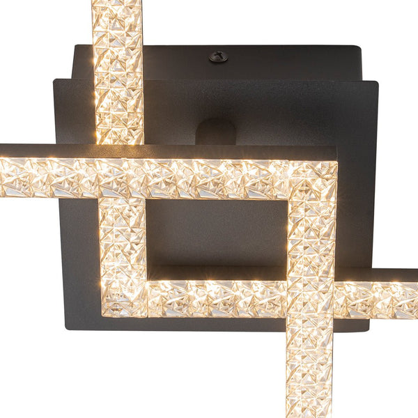 Chandelierias - Modern 2 - Light Square Cross Loop LED Semi - Flush Mount Ceiling Light - Semi Flush - Matte Black -