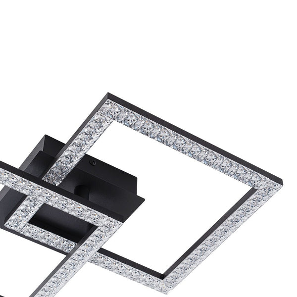 Chandelierias - Modern 2 - Light Square Cross Loop LED Semi - Flush Mount Ceiling Light - Semi Flush - Matte Black -