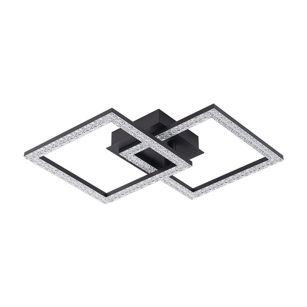 Chandelierias - Modern 2 - Light Square Cross Loop LED Semi - Flush Mount Ceiling Light - Semi Flush - Matte Black -