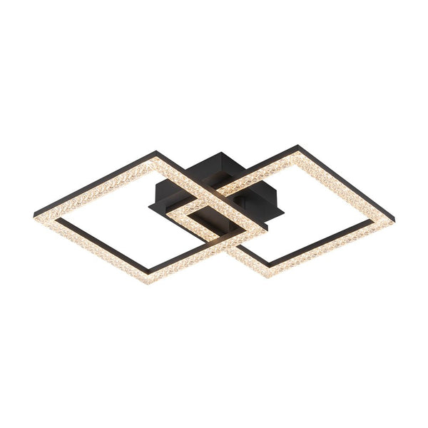 Chandelierias - Modern 2 - Light Square Cross Loop LED Semi - Flush Mount Ceiling Light - Semi Flush - Matte Black -