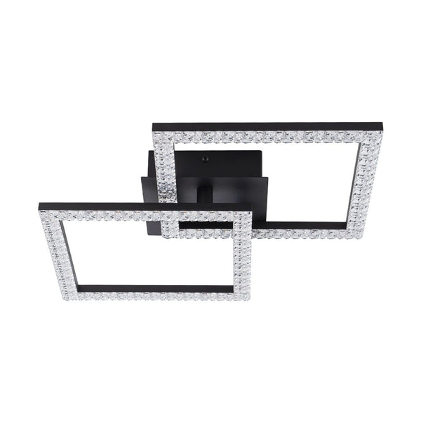Chandelierias - Modern 2 - Light Square Cross Loop LED Semi - Flush Mount Ceiling Light - Semi Flush - Matte Black -