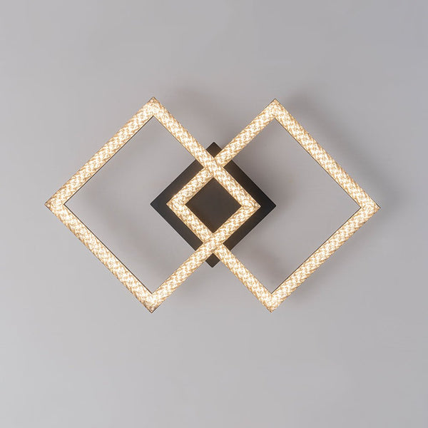 Chandelierias - Modern 2 - Light Square Cross Loop LED Semi - Flush Mount Ceiling Light - Semi Flush - Matte Black -