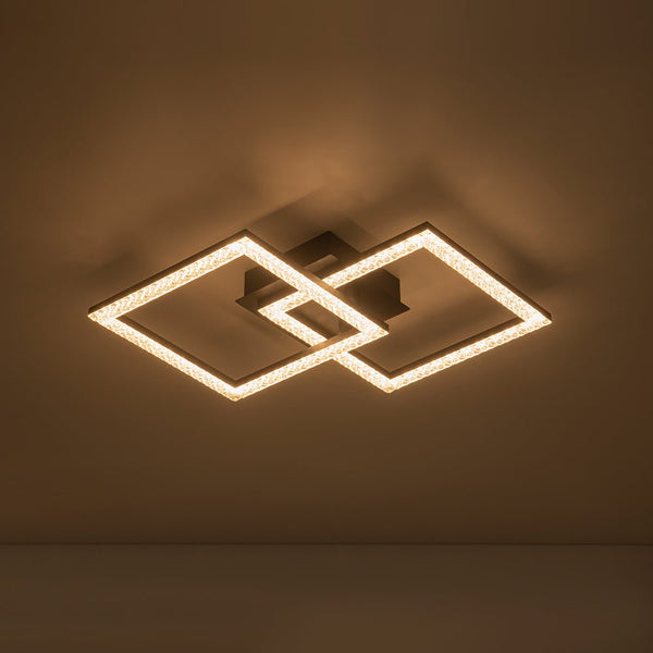 Chandelierias - Modern 2 - Light Square Cross Loop LED Semi - Flush Mount Ceiling Light - Semi Flush - Matte Black -