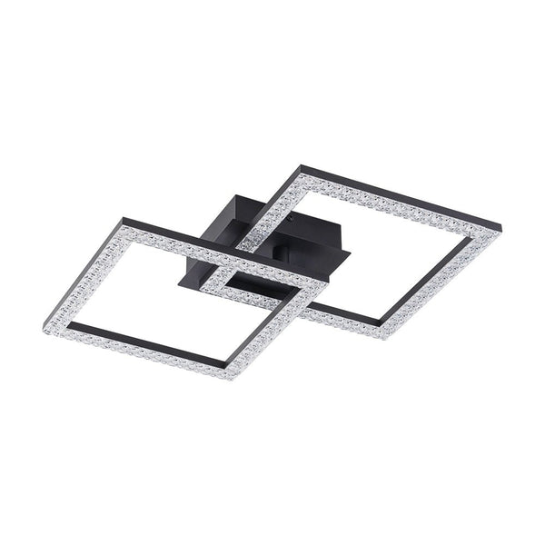 Chandelierias - Modern 2 - Light Square Cross Loop LED Semi - Flush Mount Ceiling Light - Semi Flush - Matte Black -