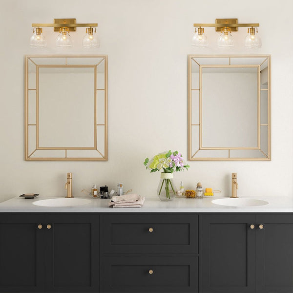 Chandelierias - Modern 3 - Light Clear Sculptural Glass Curved Vanity Light - Wall Light - Gold -