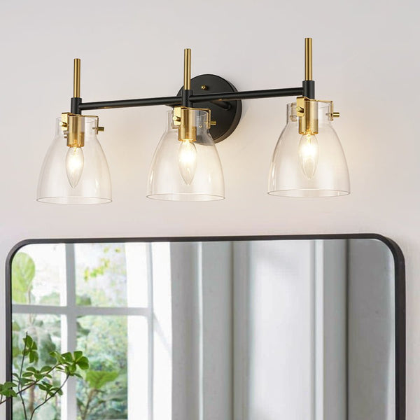 Chandelierias - Modern 3 - Light Cone Glass Vanity Light - Wall Light - Clear Glass -