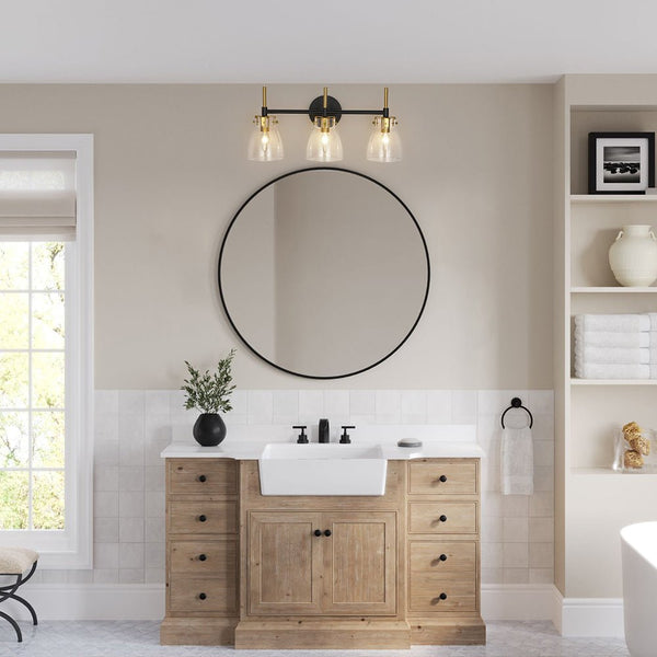 Chandelierias - Modern 3 - Light Cone Glass Vanity Light - Wall Light - Clear Glass -