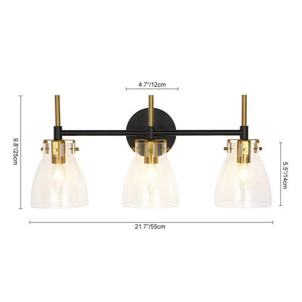 Chandelierias - Modern 3 - Light Cone Glass Vanity Light - Wall Light - Clear Glass -