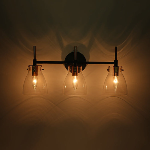 Chandelierias - Modern 3 - Light Cone Glass Vanity Light - Wall Light - Clear Glass -