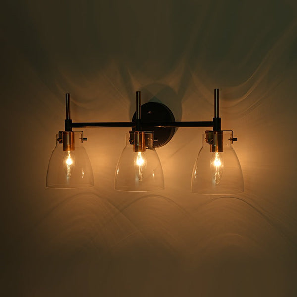 Chandelierias - Modern 3 - Light Cone Glass Vanity Light - Wall Light - Clear Glass -