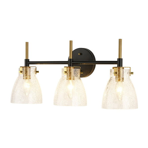 Chandelierias - Modern 3 - Light Cone Glass Vanity Light - Wall Light - Cracked Glass -