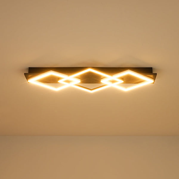 Chandelierias - Modern 3 - Light Dimmable LED Square Loop Flush Mount - Flush Mount - Matte Black -