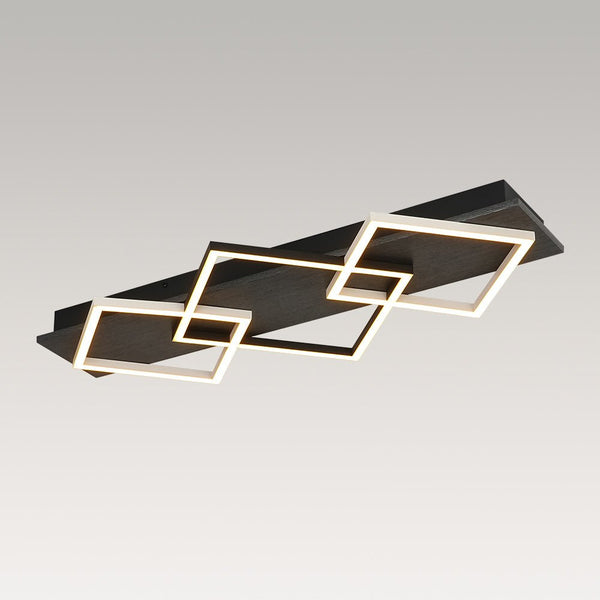 Chandelierias - Modern 3 - Light Dimmable LED Square Loop Flush Mount - Flush Mount - Matte Black -