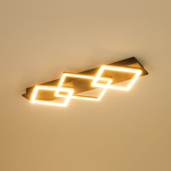 Chandelierias - Modern 3 - Light Dimmable LED Square Loop Flush Mount - Flush Mount - Matte Black -