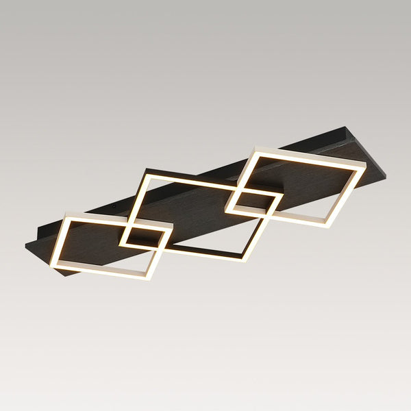 Chandelierias - Modern 3 - Light Dimmable LED Square Loop Flush Mount - Flush Mount - Matte Black -