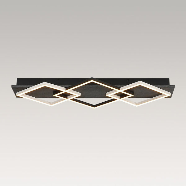 Chandelierias - Modern 3 - Light Dimmable LED Square Loop Flush Mount - Flush Mount - Matte Black -