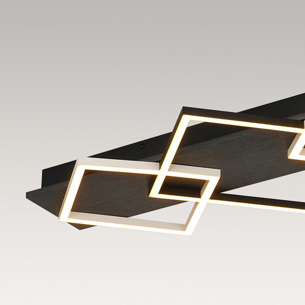 Chandelierias - Modern 3 - Light Dimmable LED Square Loop Flush Mount - Flush Mount - Matte Black -