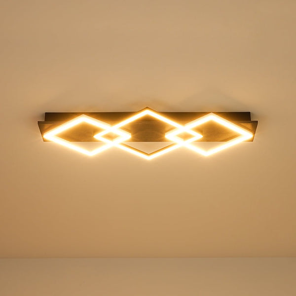 Chandelierias - Modern 3 - Light Dimmable LED Square Loop Flush Mount - Flush Mount - Matte Black -