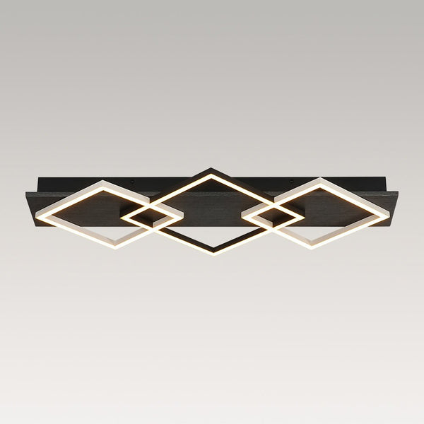 Chandelierias - Modern 3 - Light Dimmable LED Square Loop Flush Mount - Flush Mount - Matte Black -