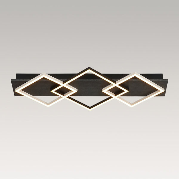 Chandelierias - Modern 3 - Light Dimmable LED Square Loop Flush Mount - Flush Mount - Matte Black -
