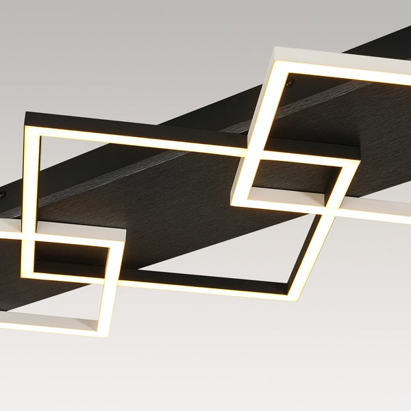 Chandelierias - Modern 3 - Light Dimmable LED Square Loop Flush Mount - Flush Mount - Matte Black -