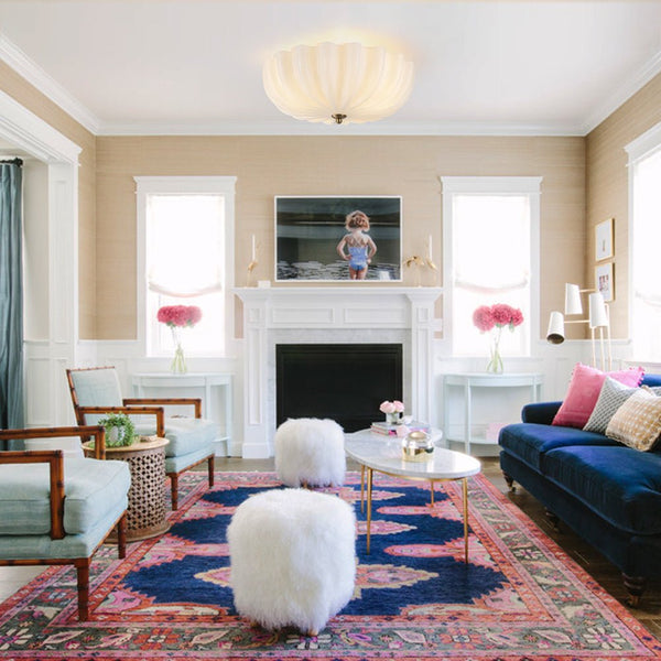 Chandelierias - Modern 3 - Light Glossy White Daisy Glass Semi - Flush Mount - Semi Flush - Brass -