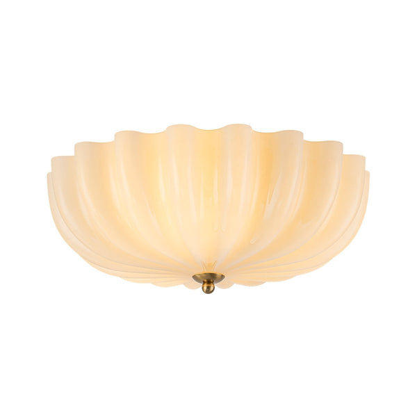 Chandelierias-Modern 3-Light Glossy White Daisy Glass Semi-Flush Mount-Semi Flush-Brass-Light Orange (Back-order)