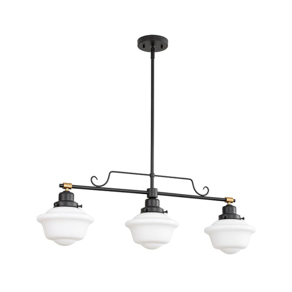 Chandelierias - Modern 3 - Light Ivory White Sculptural Glass Island Chandelier - Chandelier - Matte Black -