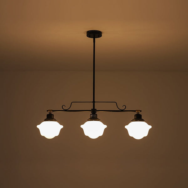 Chandelierias - Modern 3 - Light Ivory White Sculptural Glass Island Chandelier - Chandelier - Matte Black -