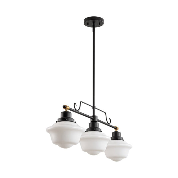 Chandelierias - Modern 3 - Light Ivory White Sculptural Glass Island Chandelier - Chandelier - Matte Black -