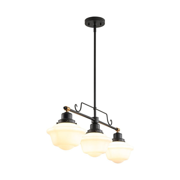 Chandelierias - Modern 3 - Light Ivory White Sculptural Glass Island Chandelier - Chandelier - Matte Black -