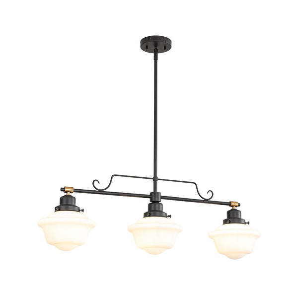 Chandelierias - Modern 3 - Light Ivory White Sculptural Glass Island Chandelier - Chandelier - Matte Black -