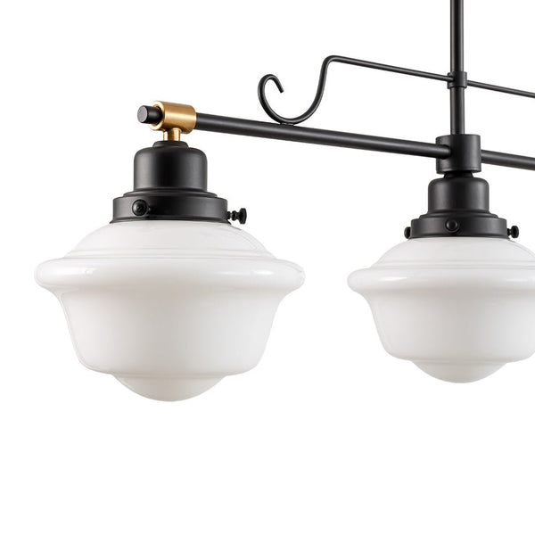 Chandelierias - Modern 3 - Light Ivory White Sculptural Glass Island Chandelier - Chandelier - Matte Black -