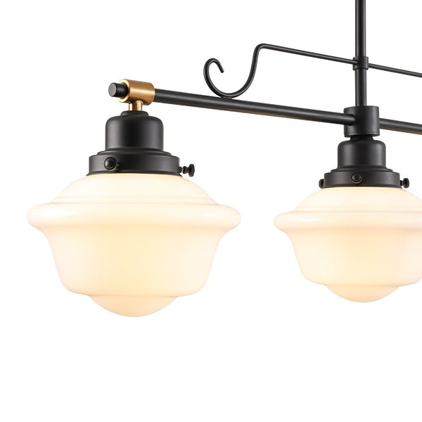 Chandelierias - Modern 3 - Light Ivory White Sculptural Glass Island Chandelier - Chandelier - Matte Black -