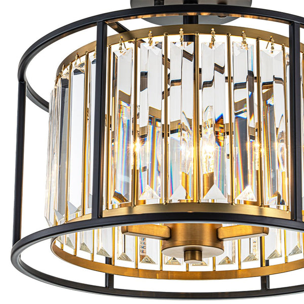Chandelierias-Modern 3-Light Layered Crystal Drum Semi-Flush Mount-Semi Flush-3 Bulbs-