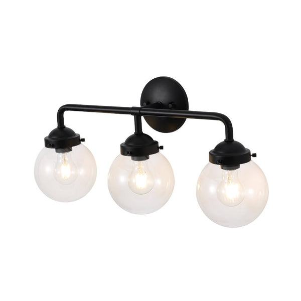 Chandelierias - Modern 3 - Light Linear Glass Globe Bathroom Vanity Light - Wall Light - Clear Glass -
