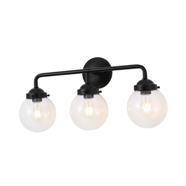 Chandelierias - Modern 3 - Light Linear Glass Globe Bathroom Vanity Light - Wall Light - Clear Glass -