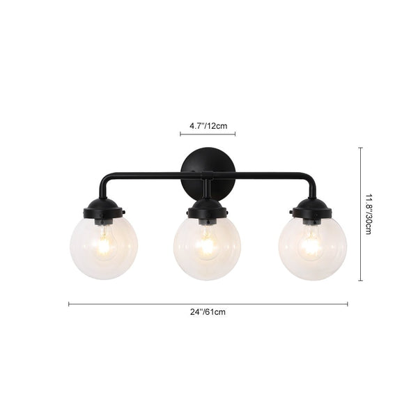 Chandelierias - Modern 3 - Light Linear Glass Globe Bathroom Vanity Light - Wall Light - Clear Glass -