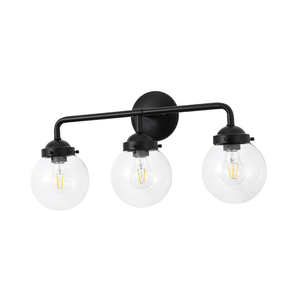 Chandelierias - Modern 3 - Light Linear Glass Globe Bathroom Vanity Light - Wall Light - Clear Glass -