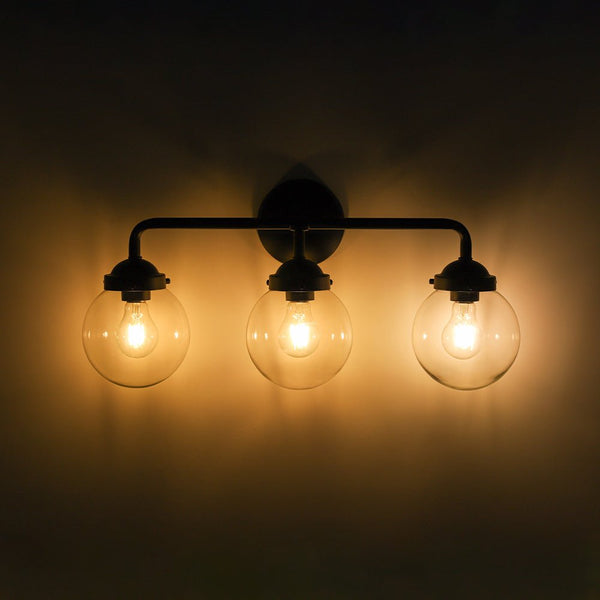 Chandelierias - Modern 3 - Light Linear Glass Globe Bathroom Vanity Light - Wall Light - Clear Glass -