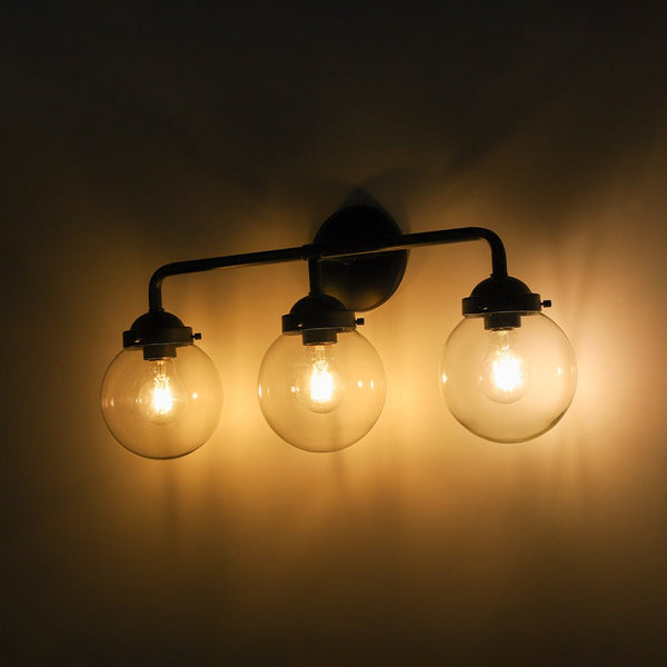 Chandelierias - Modern 3 - Light Linear Glass Globe Bathroom Vanity Light - Wall Light - Clear Glass -